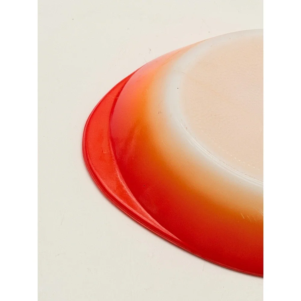 Vintage Glasbake Red Ombre Milk Glass Divided Serving Dish Oval MCM 1.5 Qt USA